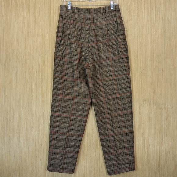 Fundamental Things Trousers Womens 8 Brown Plaid Pleated Baggy Mom Retro‎ Vtg - Picture 3 of 7
